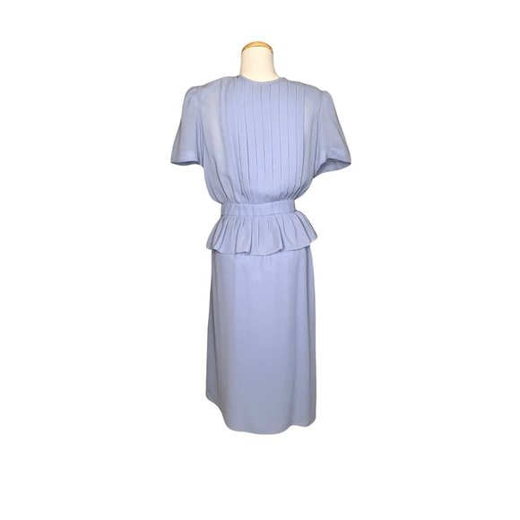 Albert Nippon Petites Blouse and Skirt Set Chiffon Pleated Top Blue 70s Pristine - Picture 6 of 8